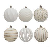 Niceminiwall 6PCS Vintage Red And Gold Velvet Baubles - Flocked Christmas Tree Decor - Large Shatterproof Hanging Ornaments - For Christmas/Wreaths/Party/Holiday (White)