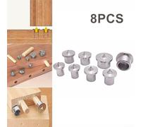 Niceminiwall 8pcs Hollow Dowel Log Pin Locator Woodworking Tool Kit with 6/8/10/12mm Chrome Plated Cylinder Diameters for Timber Marker Hole Alignment and Tenon
