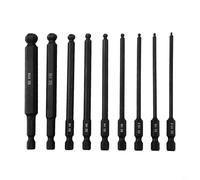 Niceminiwall 9-Piece 100mm Ball End Hex Screwdriver Bit Set with 1/4 Inch Hex Shank, Magnetic Design for Angled Access in Tight Spaces, Clear Size Markings from 1.5mm to(A)