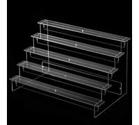 Niceminiwall Acrylic Ladder Display Stand with 2-5 Tiers, Transparent Detachable Rack for Cupcakes, Perfumes, Jewelry and Collectibles, Easy to Assemble(5 layers 20cm)