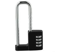 Niceminiwall Adjustable Extended U-Shaped Combination Padlock for File Cabinets Wardrobes Doors, Mechanical 4 Digit Password Lock, Alloy Steel Security Lock(Black)
