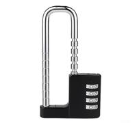 Niceminiwall Adjustable Extended U Shaped Mechanical Combination Padlock for for File Cabinet Wardrobe and Door Security, Alloy Steel 4 Digit Code Lock with Telescopic Range(Black)
