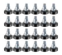 Niceminiwall Adjustable Furniture Leveling Feet with Anti-Slip Base, 1/4 Inch Thread Screw-in Levelers for for Tables, Chairs and Cabinets, Heavy Duty Carbon Steel and PP(24pcs)