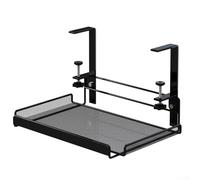 Niceminiwall Adjustable Under Desk Cable Management Tray 36.5x20x17.5cm Carbon Steel Cord Wire Organiser Shelf for for Home and Office Workspace, Hanging Design No Drill(Black L)