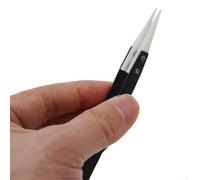 Niceminiwall Anti-Static Ceramic Tweezers with Zirconia Tips, Stainless Steel Anti-Magnetic Industrial Repair Tools for Circuit Board and Mobile Phone Maintenance(Straight Pointed)