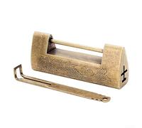 Niceminiwall Antique Brass Padlock with Vintage Chinese Design for Jewelry Boxes and for mini Cabinets, Horizontal Latch Lock with Key Included, Made of Quality Brass(Bronze)