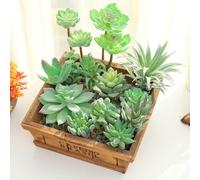 Niceminiwall Artificial Succulents for Home Garden Decor, Flocked Fake Lotus Plants, PVC+PE DIY Indoor Outdoor Flowers, 6-21cm Mixed Styles (1 Pack)(MM567(18cm))