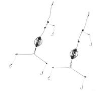 Niceminiwall Carp Fishing Feeder Rig Set with Spring Bait Cage and Hook Tackle, Pre-Tied PE Line and Metal Sinkers 15g-40g for for Long Casting, Easy Ready-to-Use Terminal(30g)