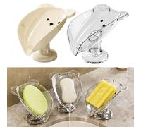 Niceminiwall Cartoon- Soap Dish with Strong Suction Cups No Drill Self-Draining Design for Bathroom or Laundry Use, PET Material, 11.6 x 9.8 x(Transparent)