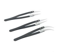 Niceminiwall Ceramic Tweezers Set 3pcs Anti-Static Heat Resistant Non-Conductive Reverse Tweezers with Replaceable Zirconia Tips Stainless Steel Handle for