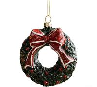 Niceminiwall Christmas Hand Painted PVC Ornament Set - with Various Designs - Including House, Drum, Garland, Van, Truck, Holiday Tree and Mailbox(Wreath)