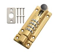 Niceminiwall Combination Locking Bolt - 4 Digit Sliding Lockable Padbolt - Heavy Duty Sliding Gate Lock Security Keyless Latch Bolt Lock - for Sheds Cabinet(Gold)