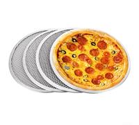 Niceminiwall Commercial Aluminum Pizza Baking Tray Round Screen With Diamond Mesh Pattern for Crispy Crust Baking Cooling Serving 12 Inch 30cm Silver 4 Pack(12 inches)