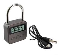 Niceminiwall Digital Timer Lock for Management, LCD Display Electronic Lock Padlock with USB Rechargeable, Zinc Alloy Weather-Resistant Outdoor Security Lock