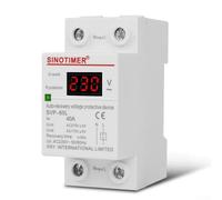 Niceminiwall DIN Rail 230V Automatic Reset Over and Under Voltage Protective Device for for Relay, 40A Load Capacity, Modular Design, Fast <1s Cut-Off, 60s Recovery, 35mm