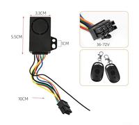 Niceminiwall Electric Alarm for 36-72V E-Bikes, Dual Remote Control Anti-Theft System with -Button, Compatible with 2+4 Standard Interface, Black ABS Unit(8pin)