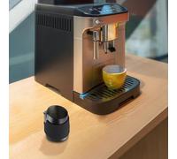 Niceminiwall Espresso Milk Pitcher 420ml Stainless Steel Latte Art Frothing Jug with Silicone Sheath Handleless Design Hawk Spout Steaming Cup for Cappuccino Coffee Making