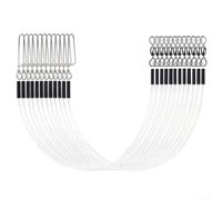 Niceminiwall Fluorocarbon Fishing Leader Line Set with Swivel and Carabiner, 12pcs Transparent Anti-Tooth Leaders, 304 Stainless Steel Snap, for Saltwater and(24in-60LB)