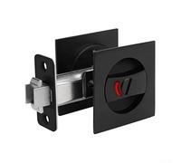 Niceminiwall Flush Pocket Door Lock with Color Indicators for Privacy Function, Black Zinc Alloy Square Lock Suitable for Left or Right-Handed Doors, Contemporary Design