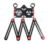 Niceminiwall Folding Angle Measuring Template Tool with Adjustable Length, 6/9/12-Segment Aluminum Alloy Multi-Angle Ruler with Inch and CM Scales for Precise Tiling,(6 Fold Ruler)