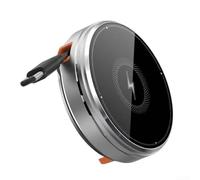 Niceminiwall For Phone Watch Earbuds 3-in-1 Magnetic Wireless Charger - 15W Fast Charging Stand with Retractable Cable, Adjustable Angle Desktop Dock (Silver)