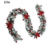 Niceminiwall Green Artificial Fir Garland with Red Berries Balls Christmas Holiday Decoration for Mantle Stairs Door Hanging Decor,Winter Home Party Festive Ornament(2.7 m red vine)