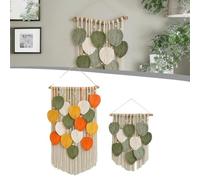 Niceminiwall Handmade For Leaf Tapestry Wall Decor with Wooden Tassels and Cotton Rope, 40x50cm / 50x65cm Multicolor Bohemian Room Art for Living Room Bedroom Hallway(Multicolor)