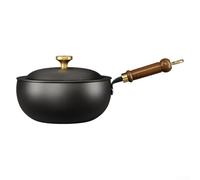 Niceminiwall Household Wrought Iron Uncoated Frying Pan, Hand-Hammered Flat Bottom Multi-Function Noodle Pot for Family Cooking, 24x24x11cm(26 * 11cm)