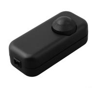 Niceminiwall Inline LED Dimmer Switch with Built-in Rotary On/Off Knob Control, Compatible with Dimmable LED 3-24W and Incandescent 10-60W Lights, 220-240V 50/60Hz,(Black)