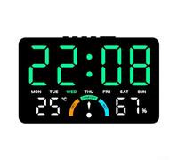 Niceminiwall Large LED Digital Clock With Temperature And Humidity Monitoring, Comfort Level Display, Time, Date, Day Of The W nd Alarm Clock Functions(Green)