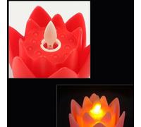 Niceminiwall LED Lotus Lamp with Golden Base - Colorful Simulated Candle for Home Decor, Weddings, Buddhist Ceremonies, Featuring Guanyin and God of Wealth - Red(peach)
