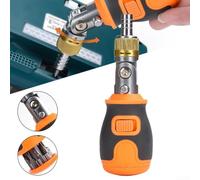 Niceminiwall Magnetic Ratchet Screwdriver Set with 8 Interchangeable Alloy Steel Bits, 180° Adjustable Head, Ergonomic Oilproof Antiskid Handle, Multi-Angle Repair Hand