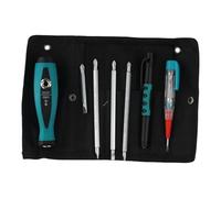 Niceminiwall Magnetic Screwdriver Set with Electric Tester Pen for Home and Workshop Repair, 22.7cm Chrome Vanadium Steel Double Head Bits in Blue Black Oxford Cloth Bag