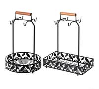 Niceminiwall Metal Coffee Mug Holder Storage Rack Counter Organizer with Bottom Basket Capsule Tray 4 Hooks Kitchen Cup Display Stand(Rectangular)