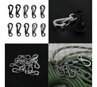 Niceminiwall Mini Carabiner Clip Set 10pcs Zinc Alloy Snap Hook Key Buckles, Lightweight D-Ring Spring Clips for for Outdoor, Hiking, Camping, Rope Management, Organising,(Black)