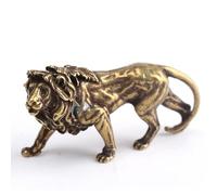 Niceminiwall Miniature Lion King Figurine in Copper, Vintage Desk Decor Ornament, Handcrafted Animal Statue for Home & Garden, 39x12x25mm
