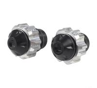 Niceminiwall Motorcycle Front Fork Crash Slider Protector Set, Aluminium Alloy Anti-Fall Fork Cup with Decorative Protection Ball, Usual Fit for Most Motorbikes, For Easy(Silver)