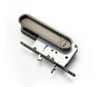 Niceminiwall Oval Pocket Door Lock with Handle and Lock Cylinder, Zinc Alloy Sliding Door Hook Lock, Resistant Quiet Latch, Rotating Knob and Coin Slot Operation(Gray)