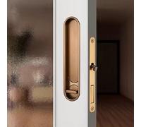 Niceminiwall Oval Pocket Door Lock with Lock Cylinder for Sliding Doors, Stainless Steel Hook Latch Mechanism with Rotating Knob and Coin Slot, Brushed Gold/Rose(Rose Gold)