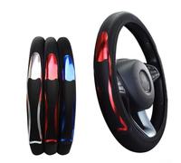 Niceminiwall PU Leather Car Steering Wheel Cover 38cm Anti-Slip Breathable Fit for Most Cars and Trucks(Red)