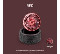 Niceminiwall Retro-Inspired USB Mini Fan with Wheel Design, 5V 1A Quiet Operation for Car, Office and Home Use, ABS Material, Compact Portable Cooling Device(Red)