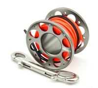 Niceminiwall Scuba Diving Reel 15m/30m Aviation Aluminum Alloy Dive Spool with High-Strength Polyfiber Line and 316 Stainless Steel Double-Ended Hook for Underwater(15m grey)