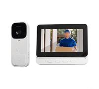 Niceminiwall Smart Wireless Video Doorbell With 4.3 Inch Display Screen HD Camera Two-Way Audio Intercom System Battery Operated For Home Security Monitoring (White)