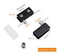 Niceminiwall Stainless Steel Glass Door Hinges 1 Pair, No Drilling Cabinet Pivot Clips with Rubber Protection for for 5-8mm Glass, Brushed Finish Swing Hinge for for Bathroom,(Black)