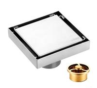 Niceminiwall Stainless Steel Square Shower Drain 10x10cm Floor Drain With Hair Strainer Anti-Odor Design Bathroom Drainage System For Tile Installation(Silver)