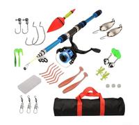 Niceminiwall Telescopic Fishing Rod Set 1.8M With Reel Travel Bag Soft Hard Lures Fishing Tackle Kit For Bass Trout Saltwater Freshwater Portable Fiberglass