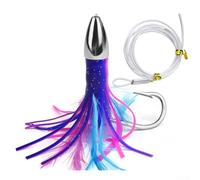 Niceminiwall Trolling Skirt Lure 5.9in Zinc Alloy Head with Rigged Hook for for Tuna Mahi Marlin Offshore Big Game Fishing, Lasting Saltwater Lure for for Swordfish(E)