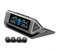 Niceminiwall Tyre Pressure Monitor, Solar Power Wireless Tpms Tyre Pressure Monitoring System For Motorcycle Car Safety Monitor With LCD Display And 2 External Sensors(Silver)