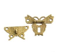 Niceminiwall Vintage Butterfly Design Antique Bronze Hasp Latch 50 x 43 mm Zinc Alloy Decorative Lock with Screws for for Jewelry Boxes, Wooden Boxes, Tool Boxes and(Yellow Bronze)