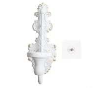 Niceminiwall Vintage Cast Iron Wall Candle Holder Sconce Taper Candlestick Antique White Home Decor for Living Room Kitchen Bedroom For Living Room Decor(White)
